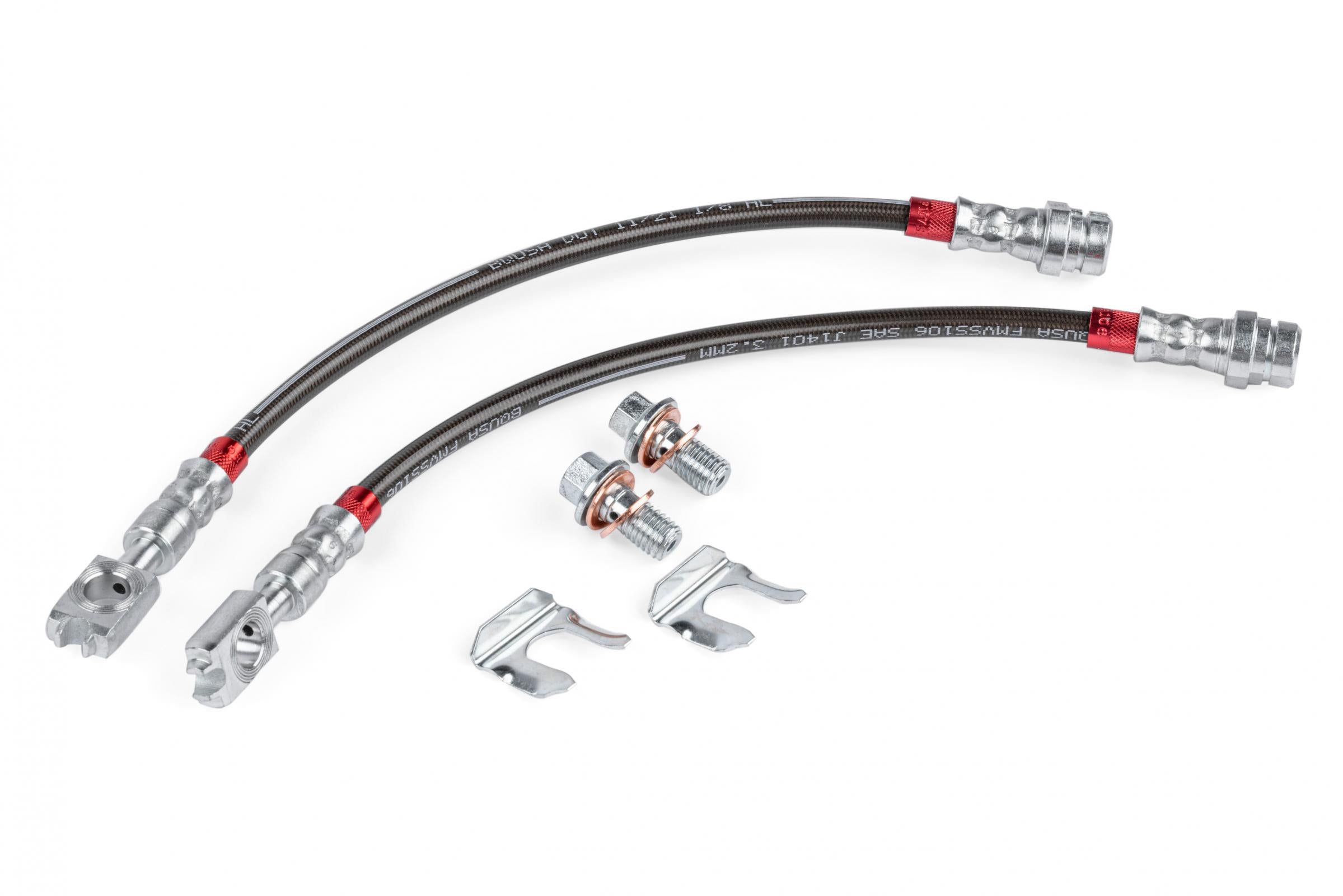 Braided Stainless Steel Brake Lines (Set of 2) Rear Fits Volkswagen Golf SportWagen 15-19, Golf Alltrack 17-19, Tiguan Limited 17-18, Tiguan 09-17, GTI 15-24, Jetta 19-24, Golf 15-21, Passat 12-22 APR