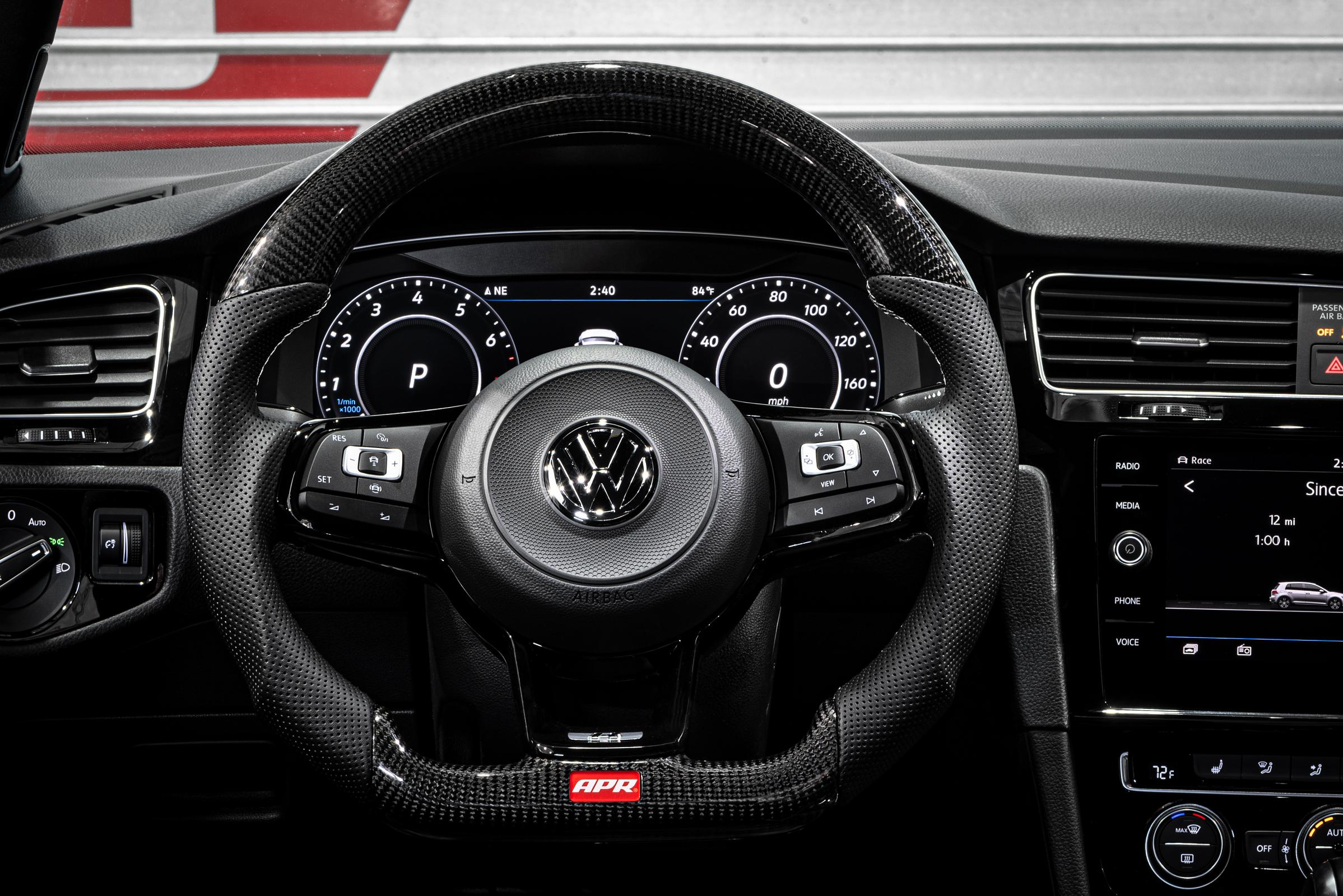 Steering Wheel Carbon Fiber & Perforated Leather MK7 Golf R Silver (For use with Paddles) Fits VW Golf R 15-19, GTI 15-21, Jetta 15-24 APR