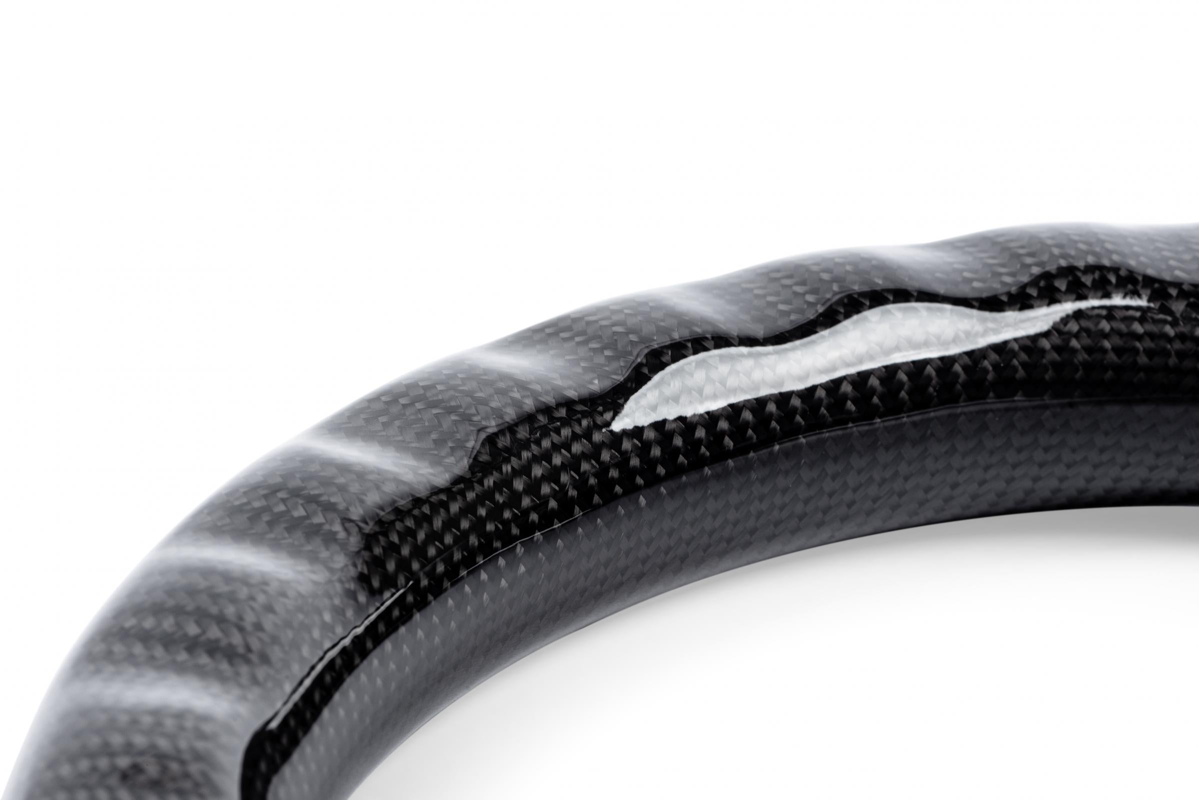 Steering Wheel Carbon Fiber & Perforated Leather MK7 Golf R Silver (For use without Paddles) Fits VW Golf R 15-19, GTI 15-21, Jetta 15-24 APR