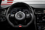 Steering Wheel Carbon Fiber & Perforated Leather MK7 Golf R Silver (For use without Paddles) Fits VW Golf R 15-19, GTI 15-21, Jetta 15-24 APR