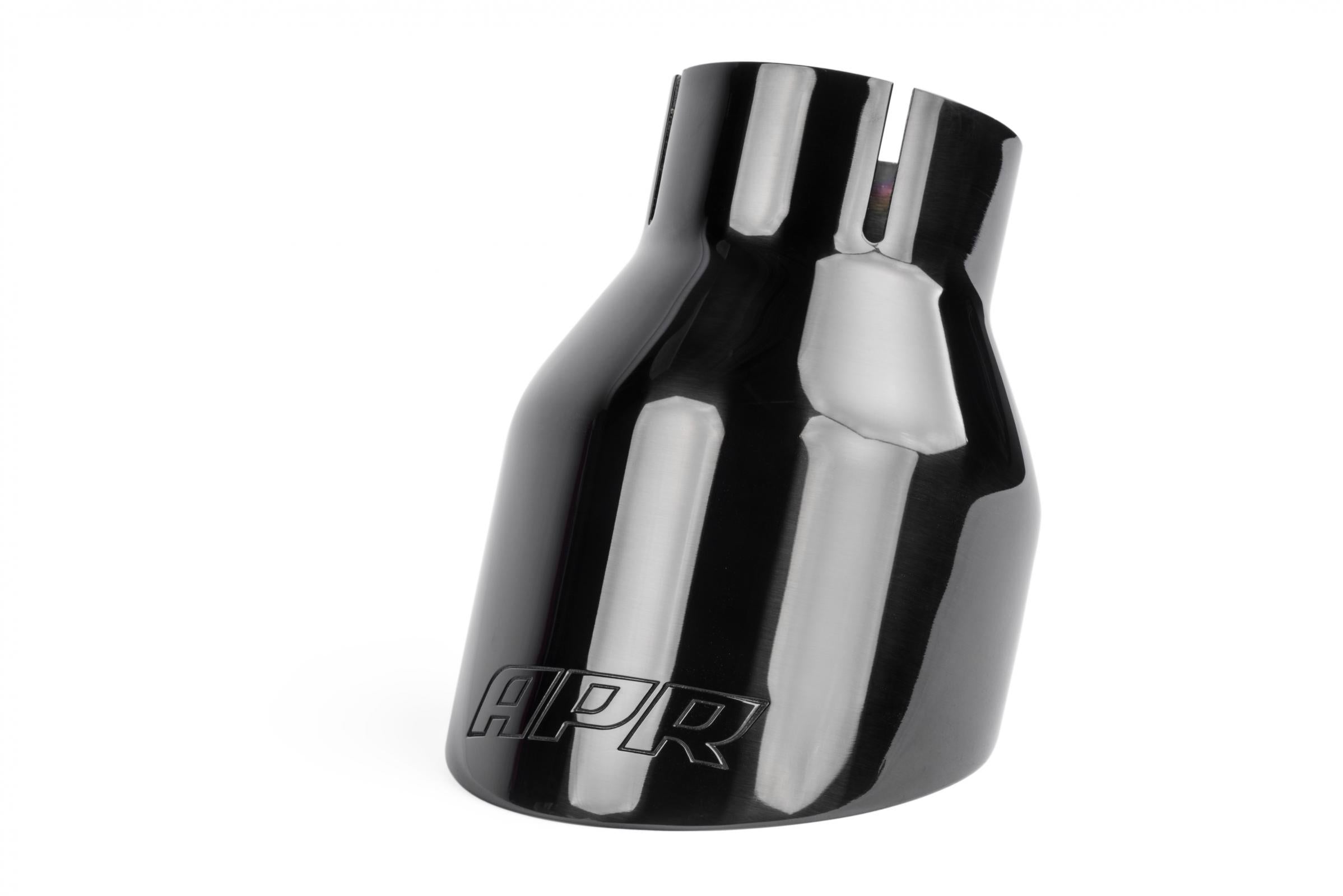 Double-Walled 4 Inch Slash-Cut Tips (Polished Diamond Black) Set of 2 Fits Universally on Various APR Exhaust Systems APR