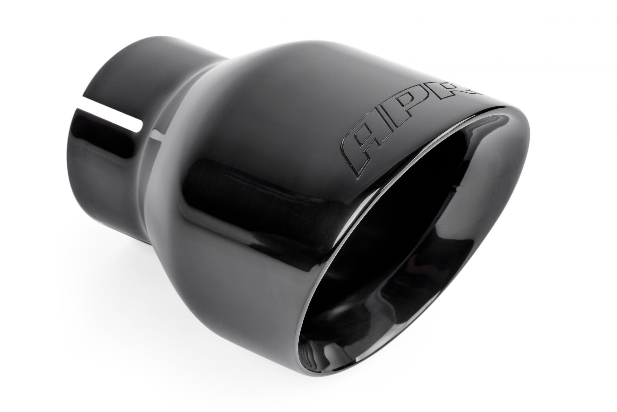 Double-Walled 4 Inch Slash-Cut Tips (Polished Diamond Black) Set of 2 Fits Universally on Various APR Exhaust Systems APR