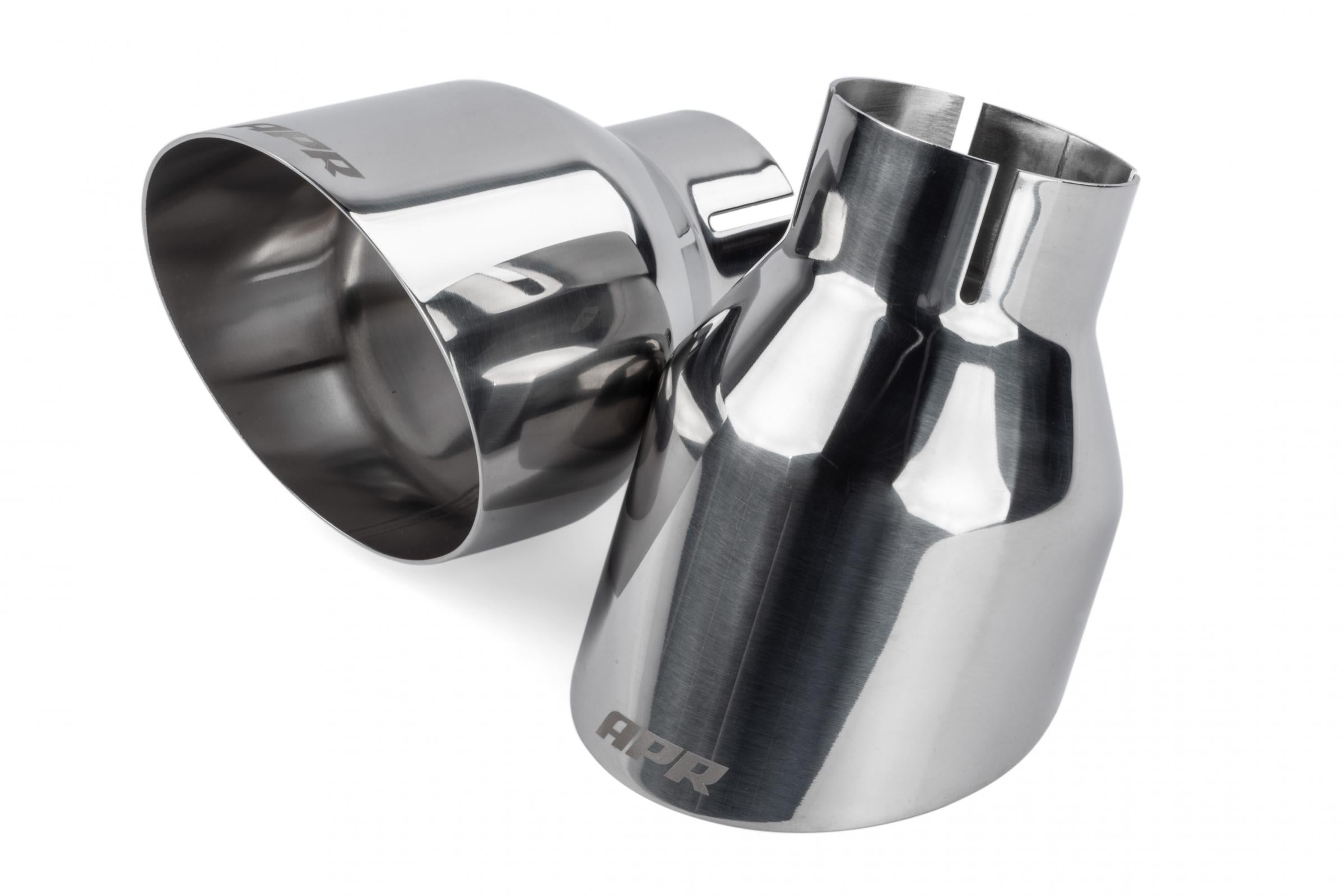 Single-Walled 4 Inch Slash-Cut Tips (Polished Silver) Set of 2 Fits Universally on Various APR Exhaust Systems APR