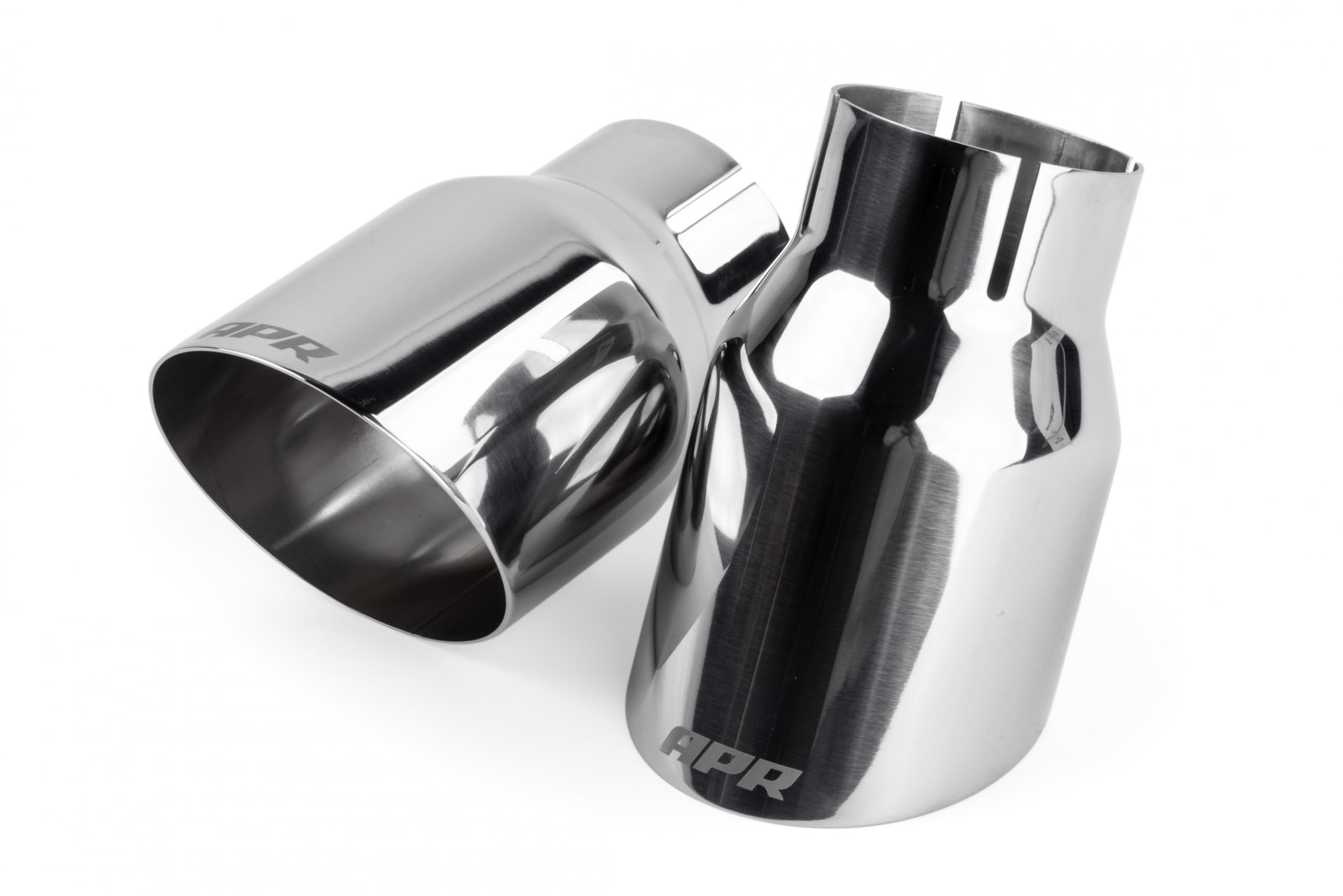 Single-Walled 3.5 Inch Slash-Cut Tips (Polished Silver) Set of 2 Fits Universally on Various APR Exhaust Systems APR