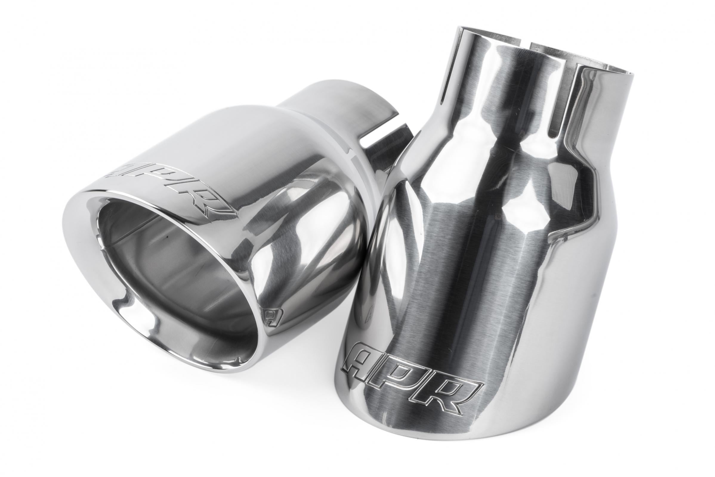 Double-Walled 3.5 Inch Slash-Cut Tips (Polished Silver) Set of 2 Fits Universally on Various APR Exhaust Systems APR