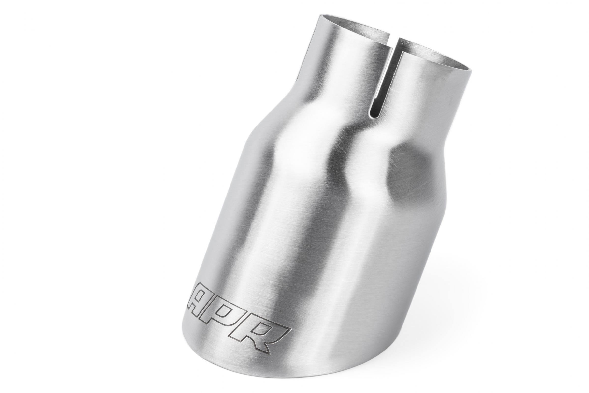 Double-Walled 3.5 Inch Slash-Cut Tips (Brushed Silver) Set of 2 Fits Universally on Various APR Exhaust Systems APR