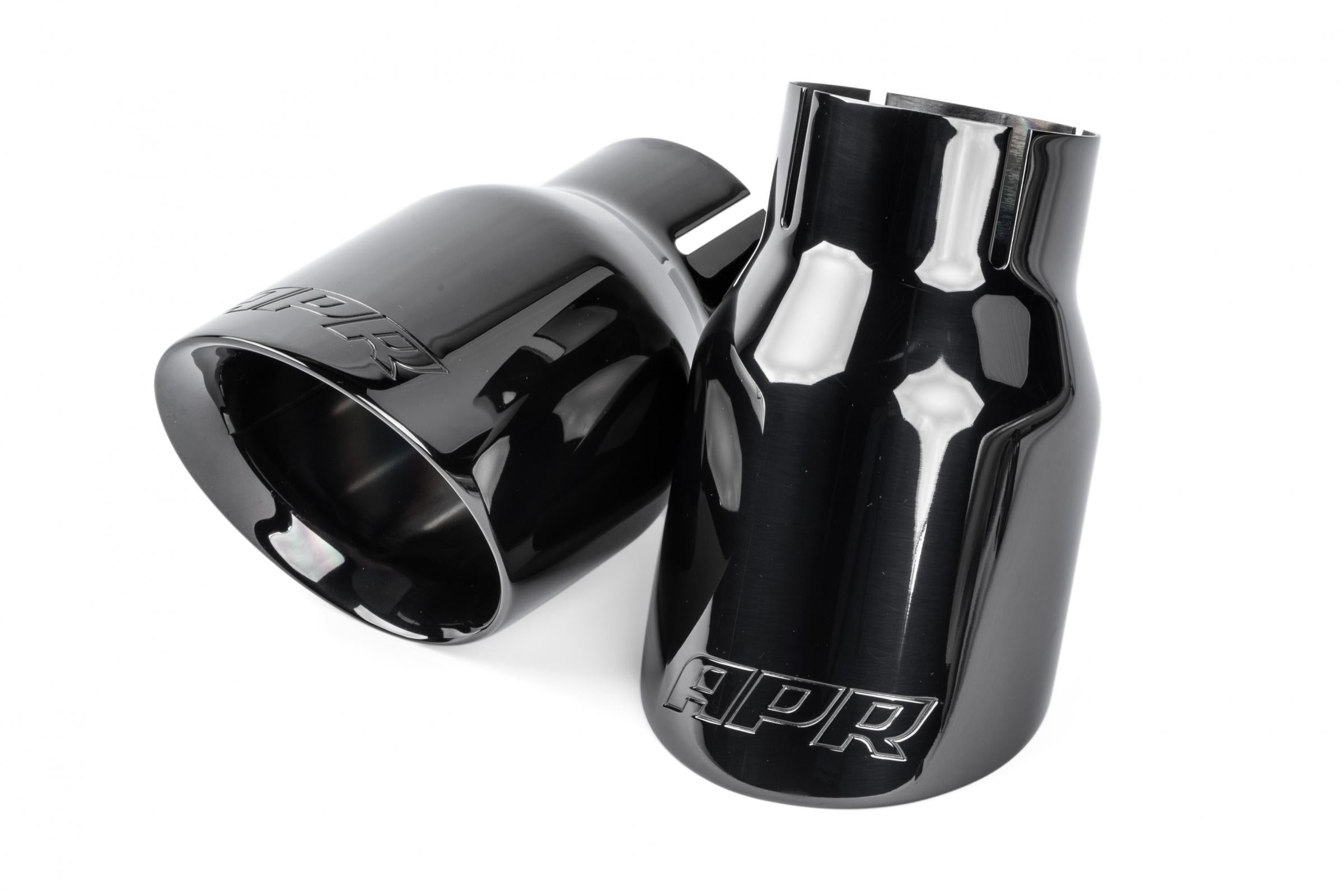 Double-Walled 3.5 Inch Slash-Cut Tips (Diamond Black) Set of 2 Fits Universally on Various APR Exhaust Systems APR
